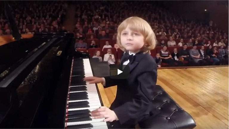 Amazing little pianist Elisey Mysin (8 years old) performing piano concert in D major by Mozart
