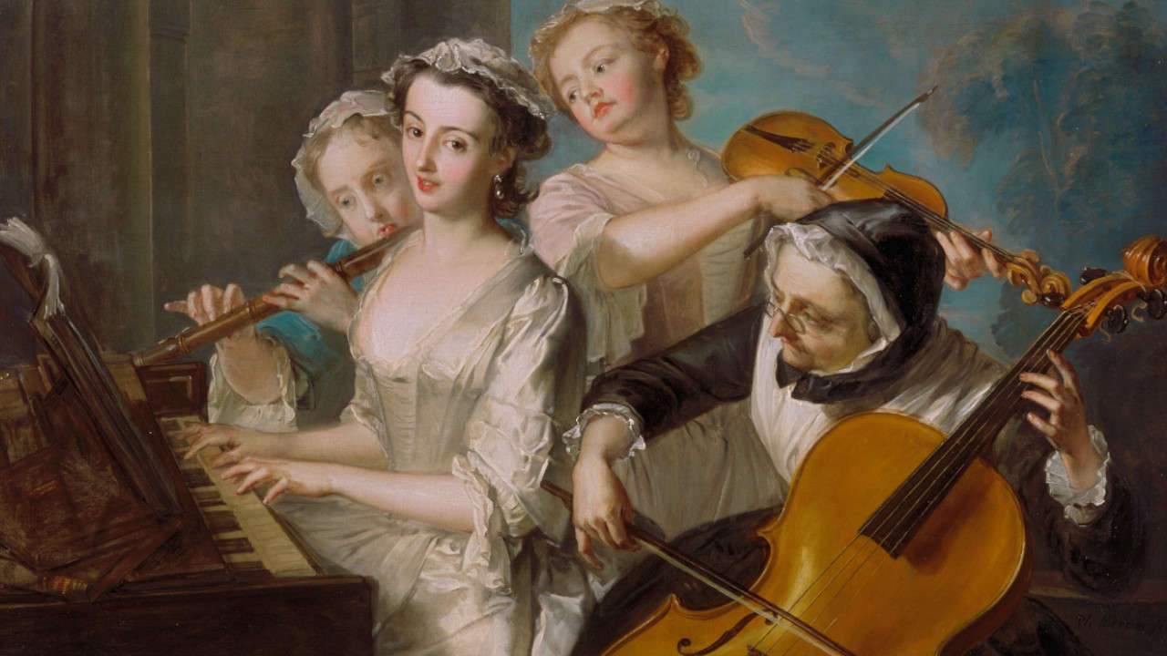 Musicians playing classical instruments